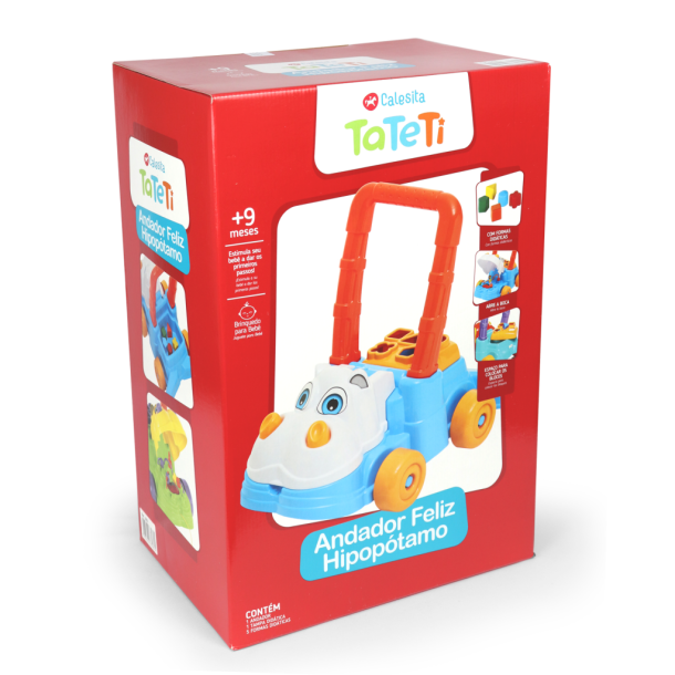 Andador Feliz Hipopótamo Bebê Feliz 2 em 1 Tateti Primeiros Passos