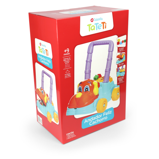 Andador Feliz Cachorro Didático Bebê Feliz 2 em 1 Primeiros Passos