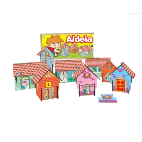 Aldeia Brinquedo Montar Cidade MDF 10 Casas