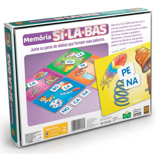 Memória Sílabas Jogo Grow Educativo Alfabetização Infantil