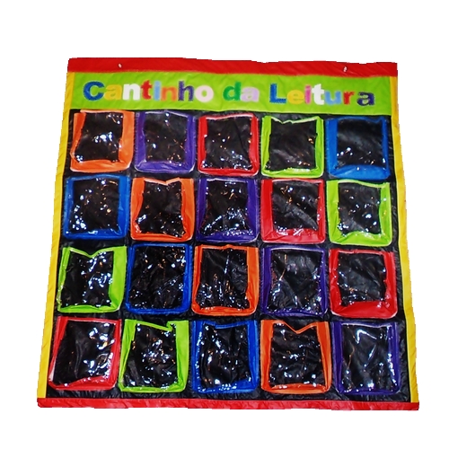 Cantinho da Leitura Corino Painel 1,20x1,25m Corino Coepe 20 Bolsos