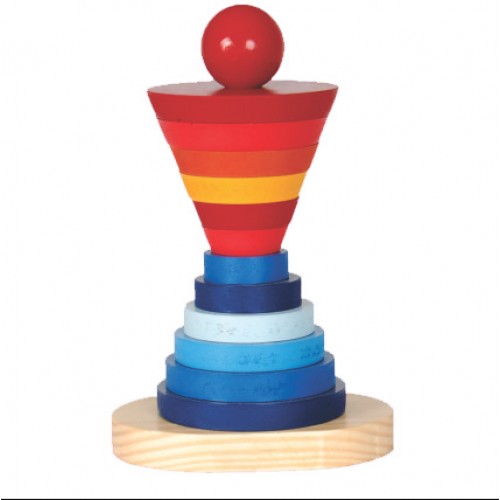 Torre Serial de Madeira Educativa Encaixe de Formas Geométricas