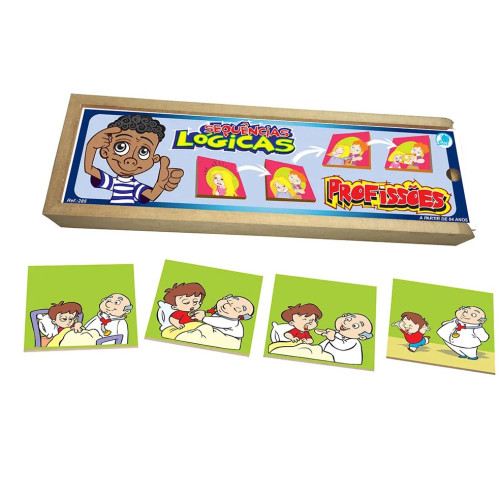 Sequência Lógica Profissões Jogo Educativo Em MDF Sequência Lógica Profissões Jogo Educativo Em MDF