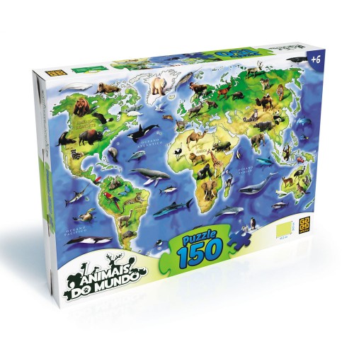Puzzle 150 pçs Animais do Mundo Grow Infantil 6 Anos