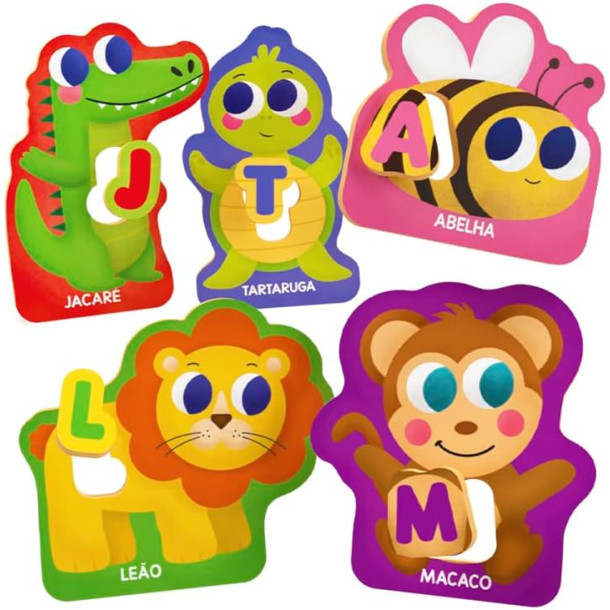 Quebra-Cabeça Abc dos Bichos 52 Pecas Brincadeira De Crianca