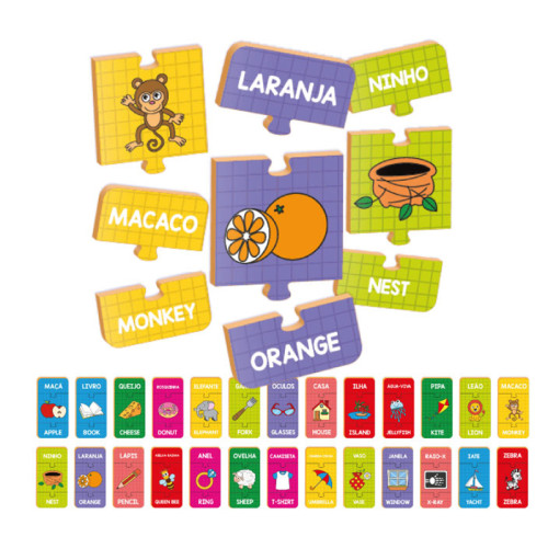 Quebra-Cabeça Alfabeto em Inglês Madeira 78 Peças Educativo