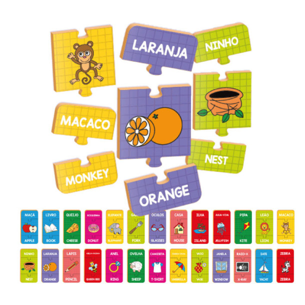 Quebra-Cabeça Alfabeto em Inglês Madeira 78 Peças Educativo