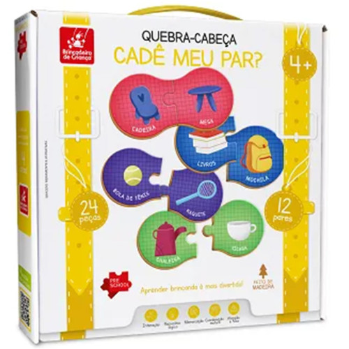 Quebra-Cabeça Cade Meu Par? Em Madeira Jogo De Associação 24 Peças