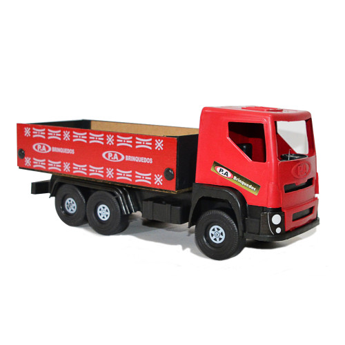 Caminhão Carroceria Médio P. A. Brinquedos - Cabine Plástico Carroceria Madeira | Brinquedo Infantil Resistente 3+ Anos