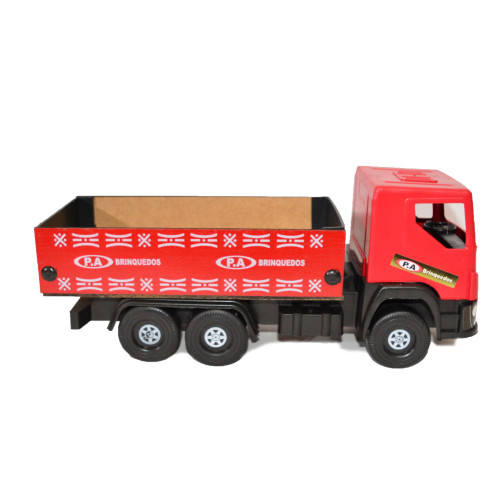Caminhão Carroceria Médio P. A. Brinquedos - Cabine Plástico Carroceria Madeira | Brinquedo Infantil Resistente 3+ Anos