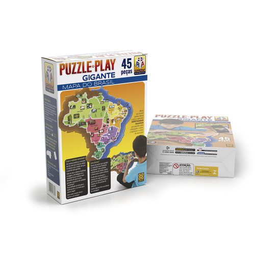 Puzzle Play Gigante Mapa do Brasil Grow 45 Pecas Realidade Aumentada
