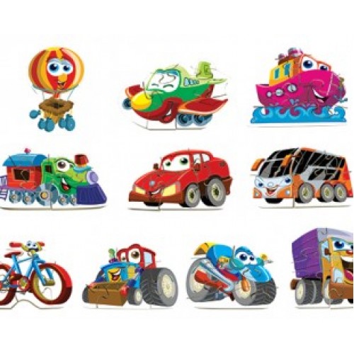 Quebra-Cabeça Vertical 10 placas Transportes