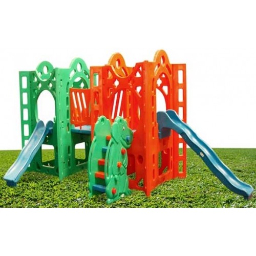 Playground Fortaleza 2-A Alpha Modular Com 4 Escorregadores