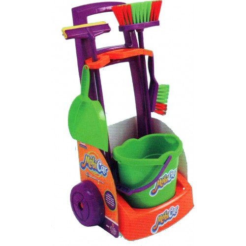 Móbi Car Limpeza na Base Kit Infantil Mobi Car com Carrinho Vassoura e Rodo Usual