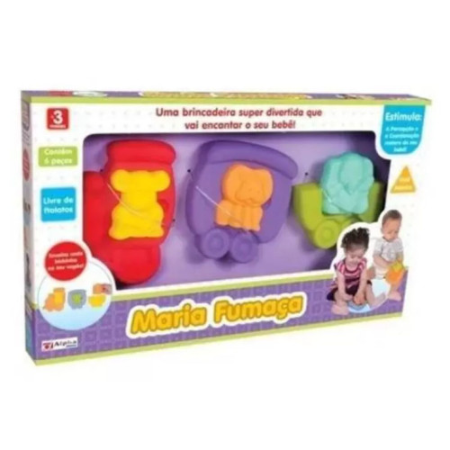 Maria Fumaça Mordedor Bebe Maria Fumaca Encaixe 3 Vagoes e Bichinhos