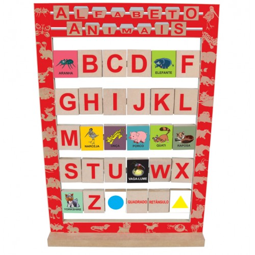 Alfabeto dos Animais Simque Alfabeto de Encaixe com Animais MDF