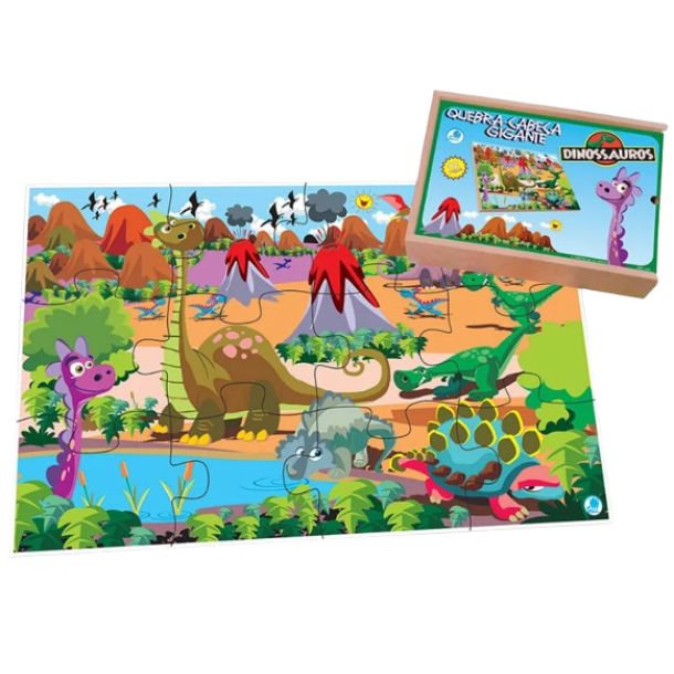 Quebra-Cabeça Gigante Dinossauros 12 pçs Gigante 72cm MDF