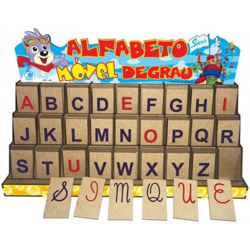 Alfabeto Móvel Degrau em MDF - Simque | Jogo Educativo de Alfabetização 130 Peças Alfabeto Móvel Degrau em MDF - Simque | Jogo Educativo de Alfabetização 130 Peças