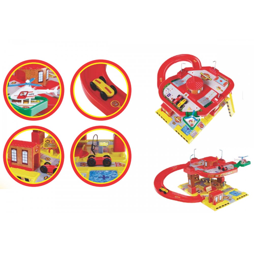 Pista Playset Infantil Posto Corpo de Bombeiros Carrinho e