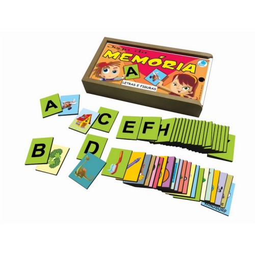 Memória Letras e Figuras Jogo MDF Alfabetização 52 Pecas Memória Letras e Figuras Jogo MDF Alfabetização 52 Pecas