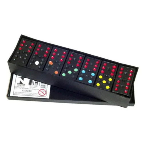 Dominó plástico c/ pingos coloridos