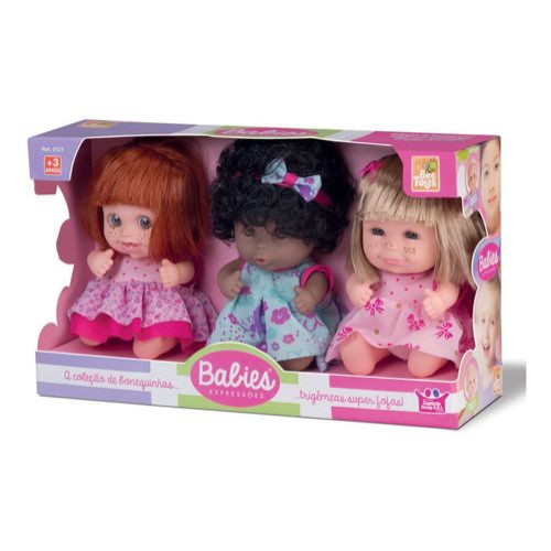 Boneca Babies Expressões Trigêmeas Sortidas Colecao 20cm Faciais Rotobrinq