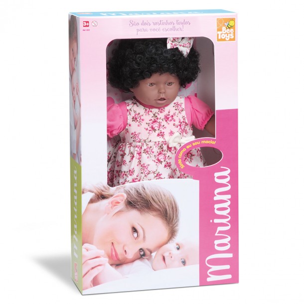 Boneca Mariana Negra Grande 50cm Mariana Negra Rotobrinq Cabelo E Tiara
