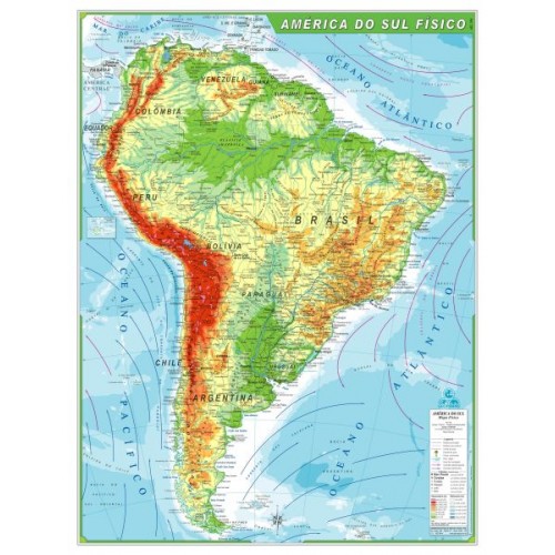 Mapa América do Sul Físico