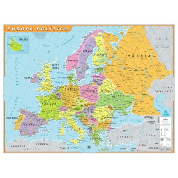 Mapa Continente Europeu Político