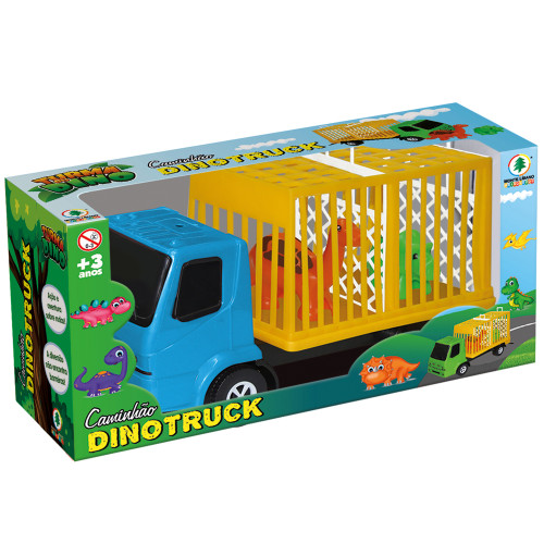 Caminhão Dino Truck - Carroceria Gaiola e 2 Dinossauros Inclusos