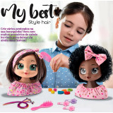 Boneca My Style Hair Negra Busto Bee Toys Com Acessorios