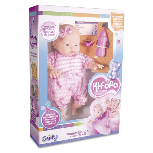Boneca Ki-Fofa Branca 30a cm Nova Toys com Mamadeira e Chupeta