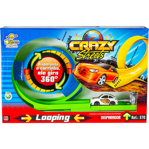 Pista Looping Crazy Streets Carrinho BS Toys com Disparador