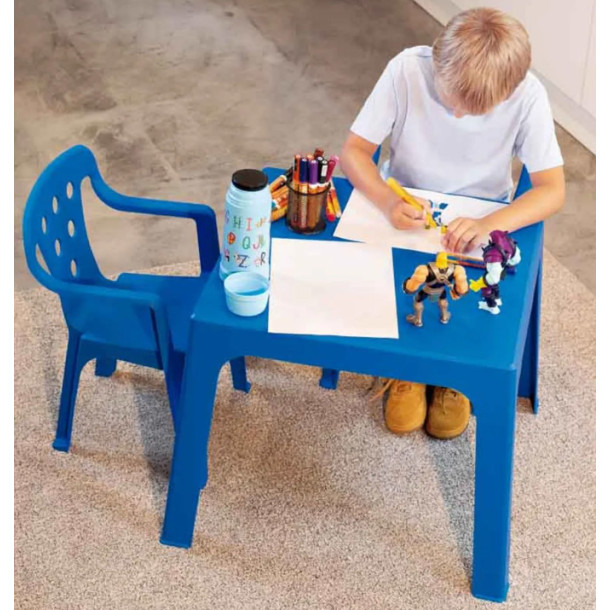 Mesinha Mor Kids Azul Infantil Quadrada Plastico Resistente 40kg