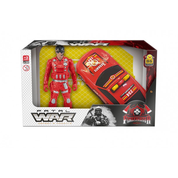 Carro + Boneco New Fatal War Bombeiro