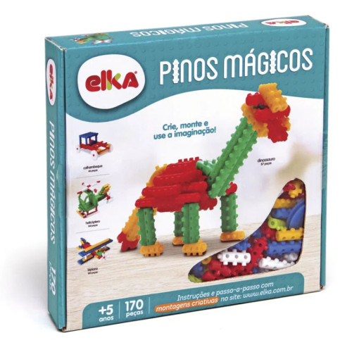 Pinos Mágicos 170 peças Elka Jogo De Encaixe Colorido