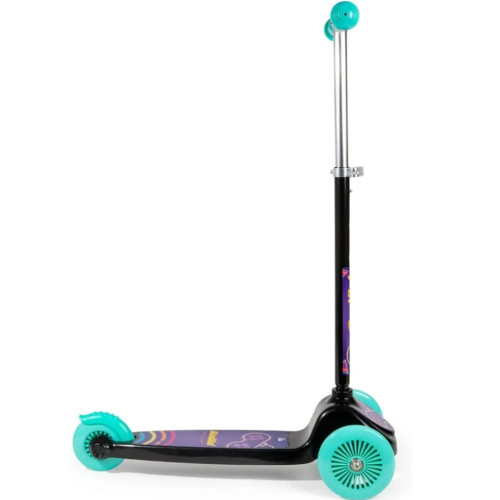 Patinete 3 Rodas Preto e Azul V8 Infantil Estável Suporta 50kg