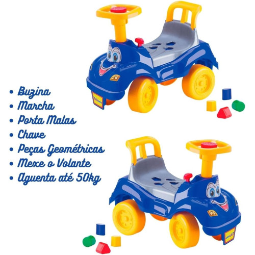 Totokinha Clássica Azul andador Andador Bebe com Buzina e Pecas Didaticas