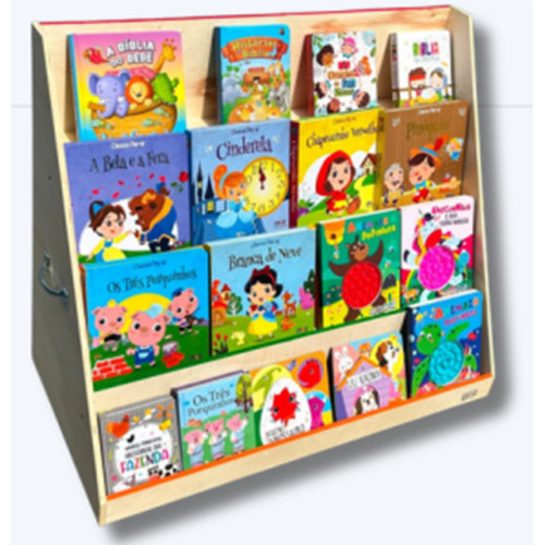 Estante de Livros Expositora Montessori Em Madeira Estante de Livros Expositora Montessori Em Madeira