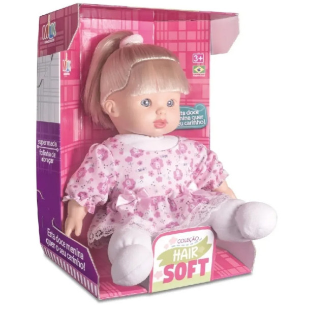 Boneca Hair Soft Loira Milk Brinquedos Corpo De Pano Macia