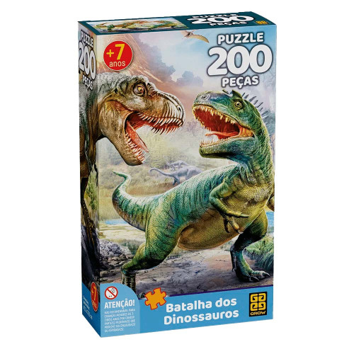 Puzzle 200 pçs Batalha dos Dinossauros Quebra Cabeça Grow Infantil