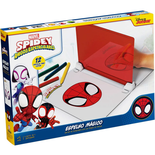 Espelho Mágico Spidey Kit de Desenho Espelho Homem Aranha Grow com Giz de Cera