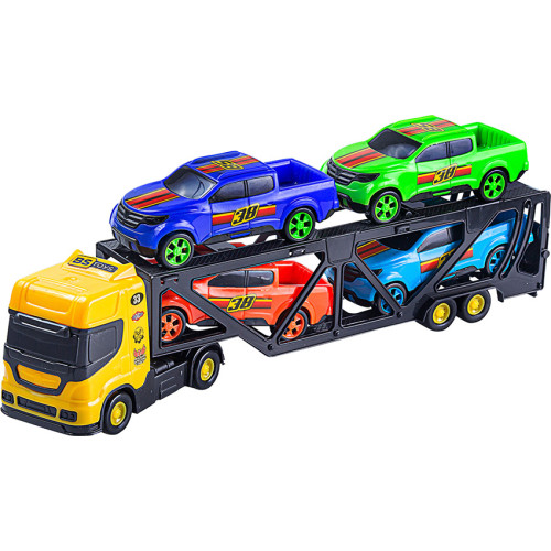 Mini Cegonheiro Caminhão BS Toys Com 4 Carrinhos Coloridos