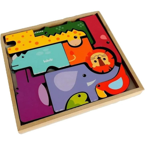 Monte e Empilhe Safari Jogo De Empilhar E Encaixe Animais Safari Madeira Babebi