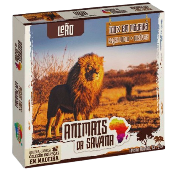 Quebra-Cabeça 100 pçs Leão Animais da Savana