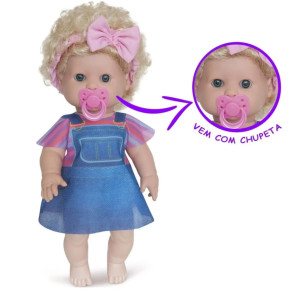 Boneca Danadinhas Milk Loira Cabelo Crespo Com Chupeta 34cm
