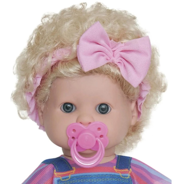 Boneca Danadinhas Milk Loira Cabelo Crespo Com Chupeta 34cm