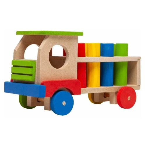 Caminhão Pinos Madeira Encaixe Educativo Parcinhas MDF