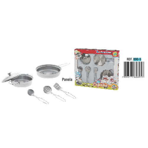 Kit Cozinha Inox - Panela Infantil Braskit Frigideira E Utensilios 6 Pecas