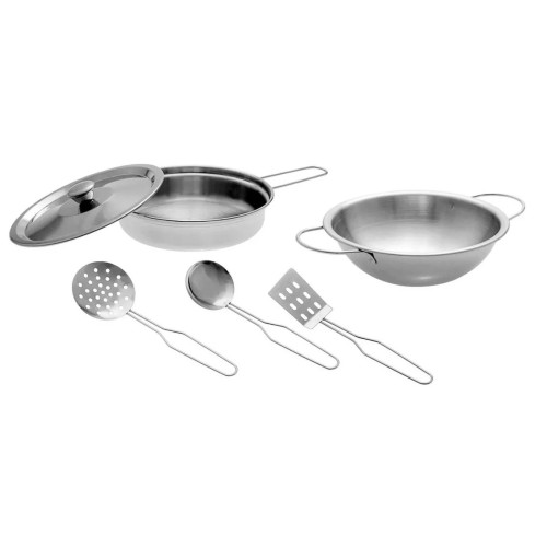 Kit Cozinha Inox - Tacho Panela E Utensilios Braskit 6 Pecas